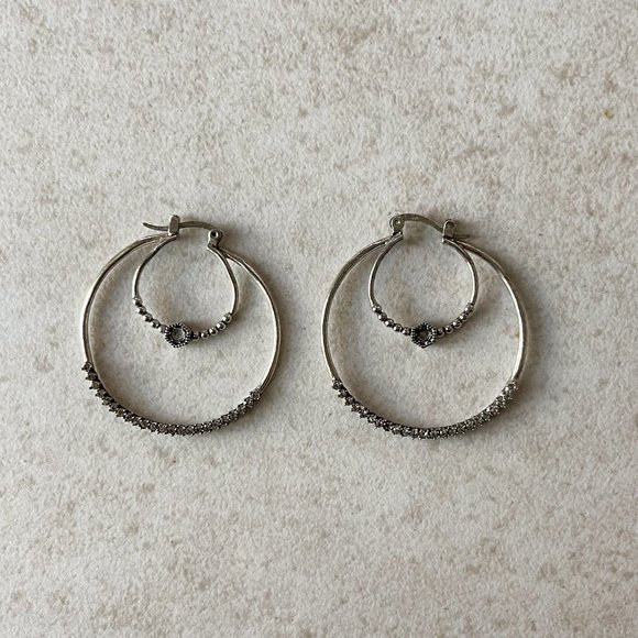 Luv Aj Silver Hoop Earrings - Picture 1 of 6